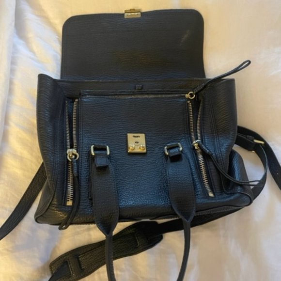 3.1 PHILLIP LIM Textured Calfskin Medium Pashli Satchel Black - Picture 5 of 7